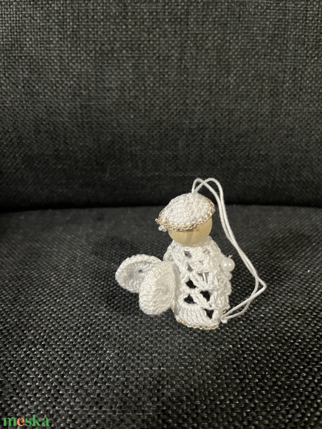 Horgolt angyal (6 cm) - karácsony - karácsonyi lakásdekoráció - karácsonyfadíszek - Meska.hu