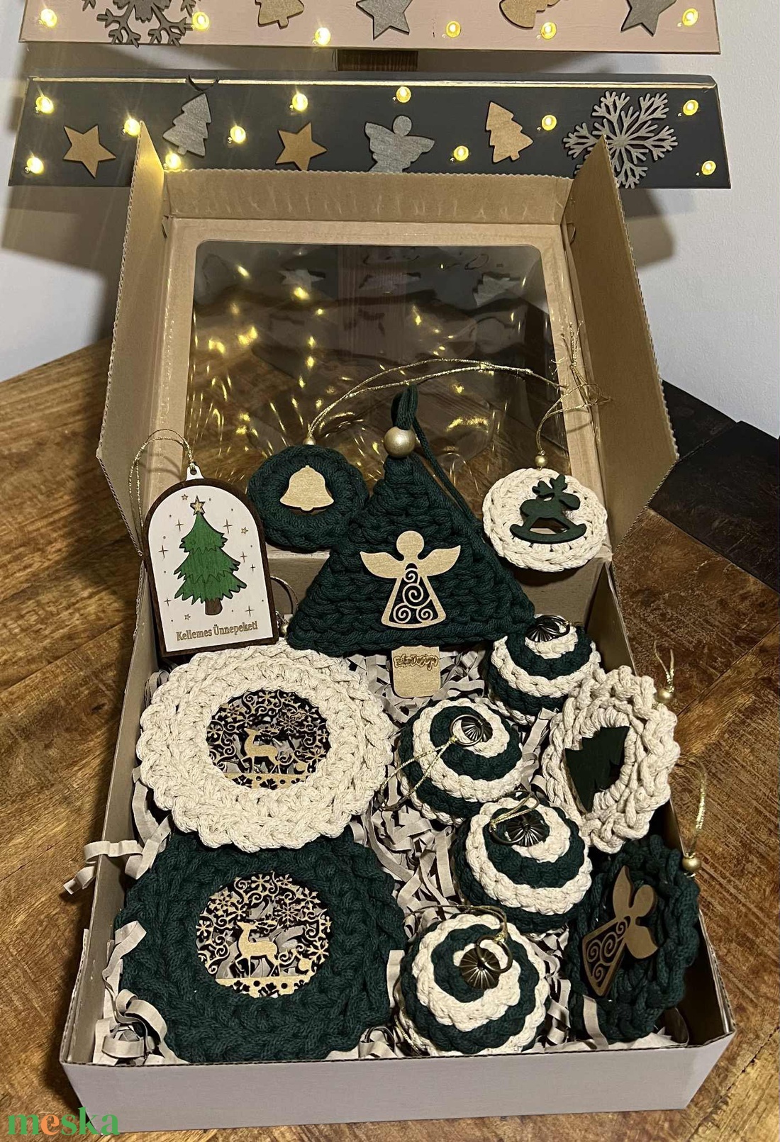 Fenyőfa szett - karácsony - karácsonyi lakásdekoráció - karácsonyi lakásdíszek - Meska.hu