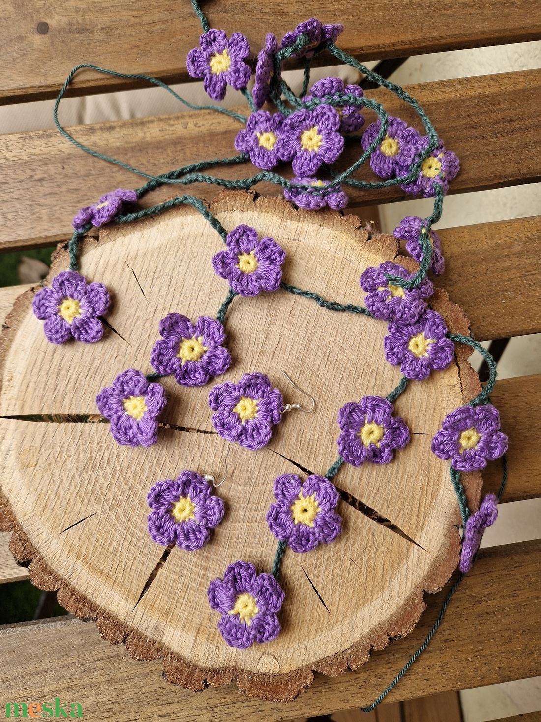 2 db virágos szett, fülbevalóval - ékszer - nyaklánc - hosszú nyaklánc - Meska.hu