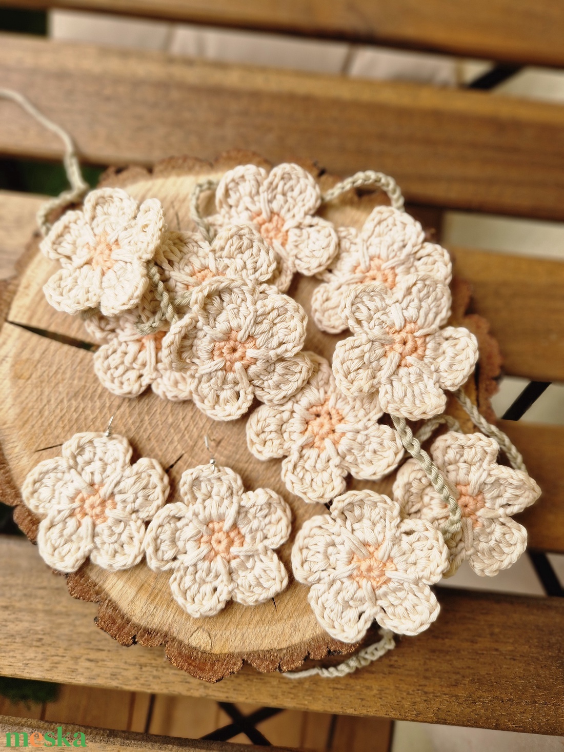 2 db virágos szett, fülbevalóval - ékszer - nyaklánc - hosszú nyaklánc - Meska.hu