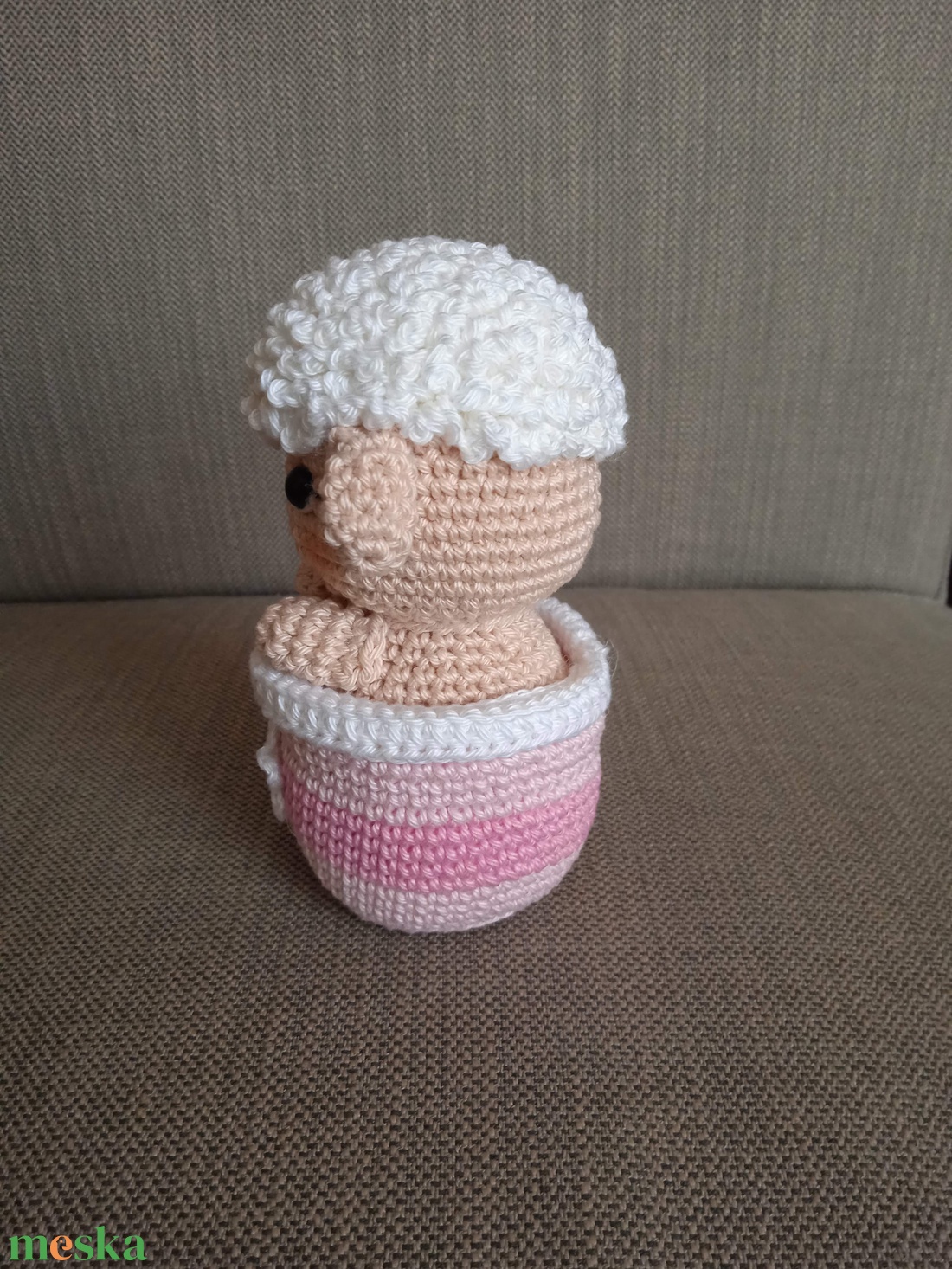 Bárány rózsaszín kaspóban - otthon & életmód - dekoráció - asztal és polc dekoráció - asztaldísz - Meska.hu