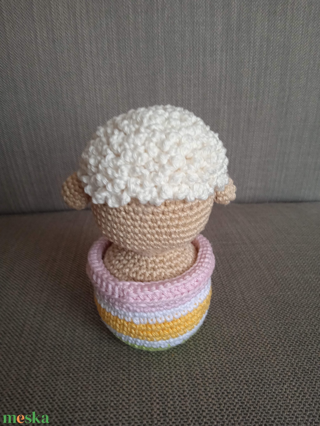 Bárány csíkos kaspóban - otthon & életmód - dekoráció - asztal és polc dekoráció - asztaldísz - Meska.hu