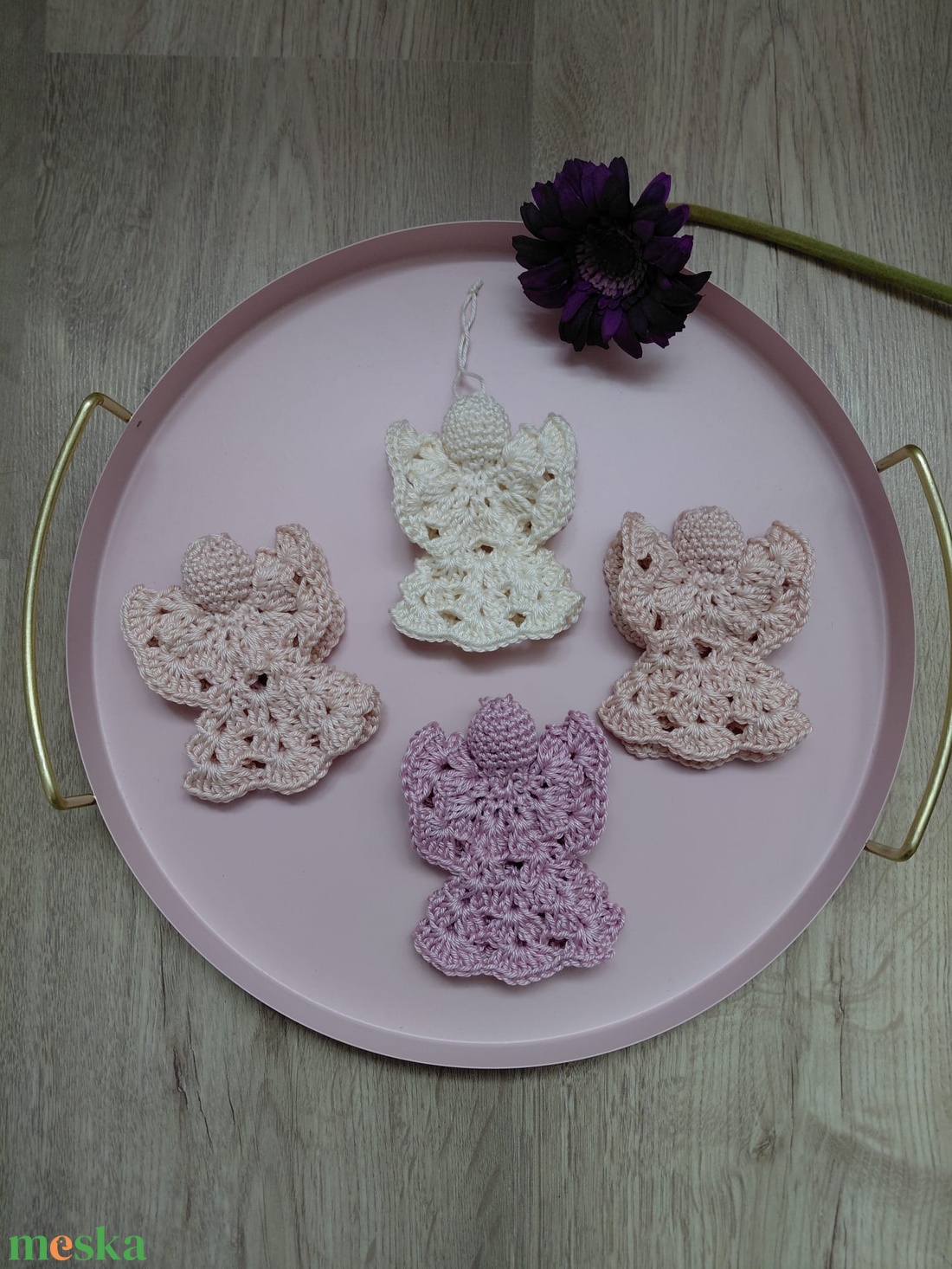 Horgolt angyalka  - karácsony - karácsonyi lakásdekoráció - karácsonyfadíszek - Meska.hu