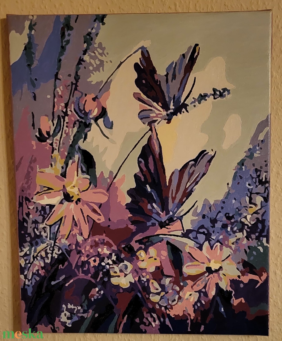 Pillangós kép  - művészet - festmény - akril - Meska.hu