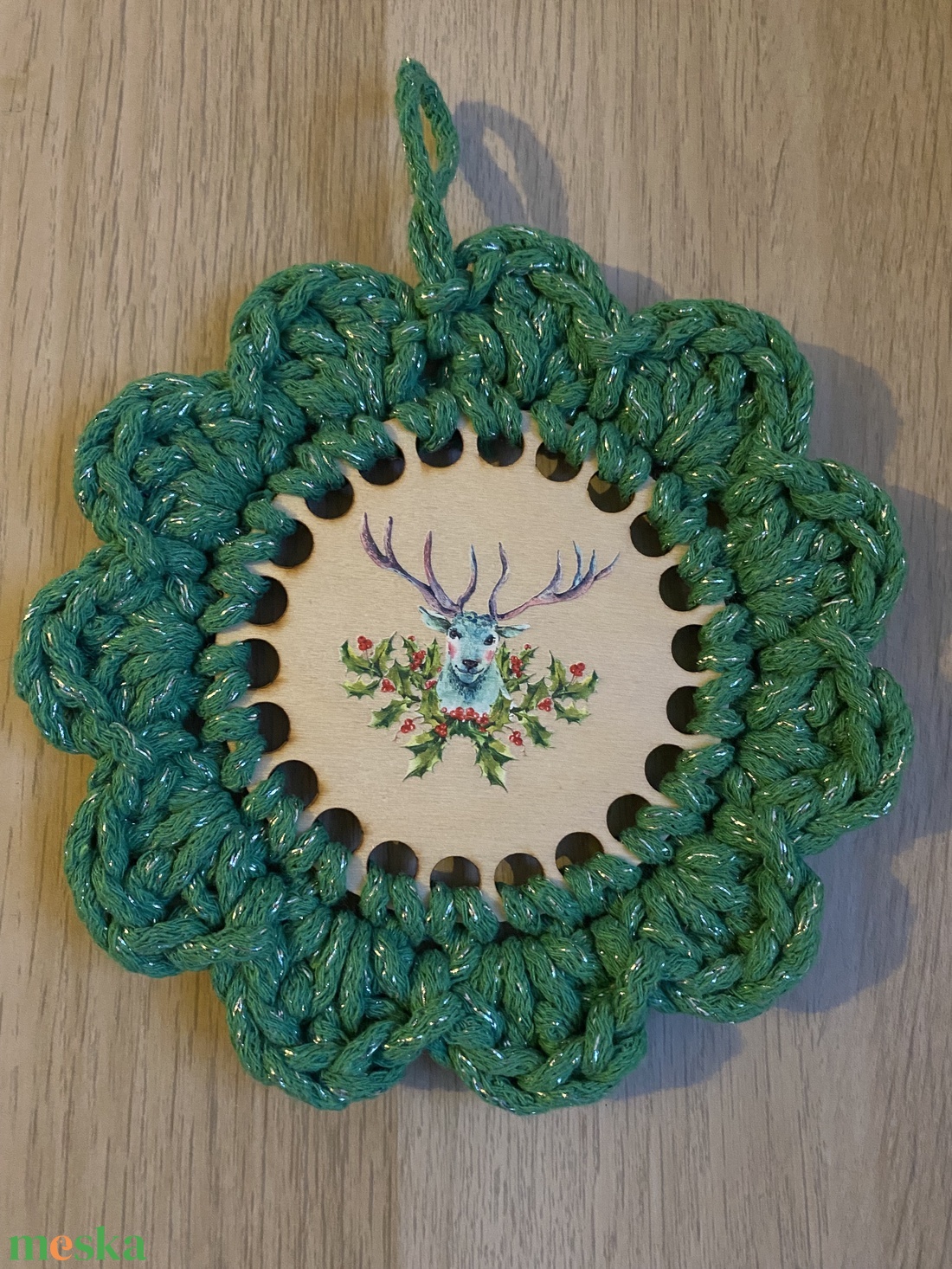 Karácsonyi horgolt ajtódísz - karácsony - karácsonyi lakásdekoráció - karácsonyi lakásdíszek - Meska.hu