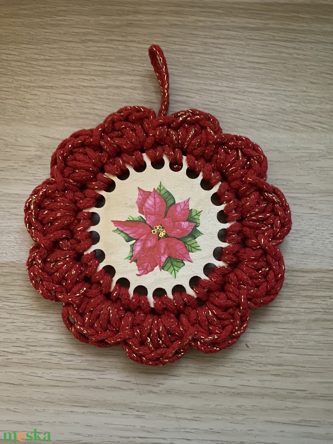 Karácsonyi horgolt ajtódísz - karácsony - karácsonyi lakásdekoráció - karácsonyi lakásdíszek - Meska.hu