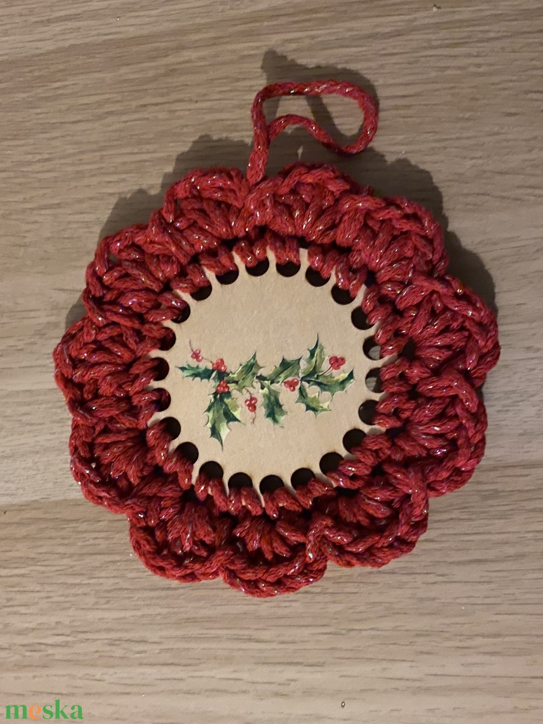 Karácsonyi horgolt ajtódísz - karácsony - karácsonyi lakásdekoráció - karácsonyi lakásdíszek - Meska.hu