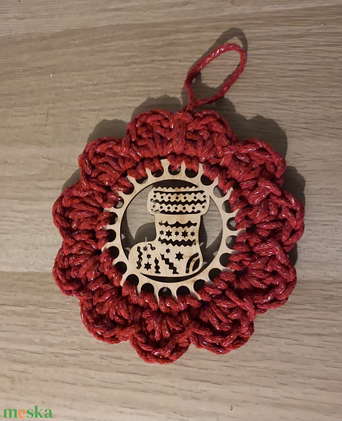 Karácsonyi horgolt ajtódísz - karácsony - karácsonyi lakásdekoráció - karácsonyi lakásdíszek - Meska.hu