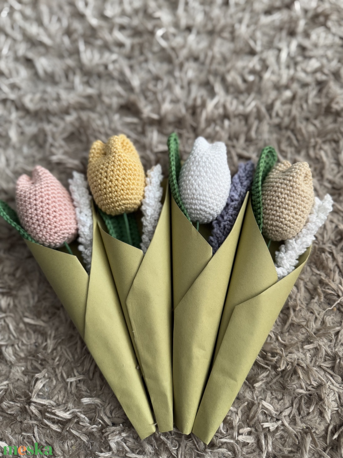 Horgolt tulipán levendulával - otthon & életmód - dekoráció - virágdísz és tartó - csokor & virágdísz - Meska.hu Horgolt tulipán levendulával - otthon & életmód - dekoráció - virágdísz és tartó - csokor & virágdísz - Meska.hu