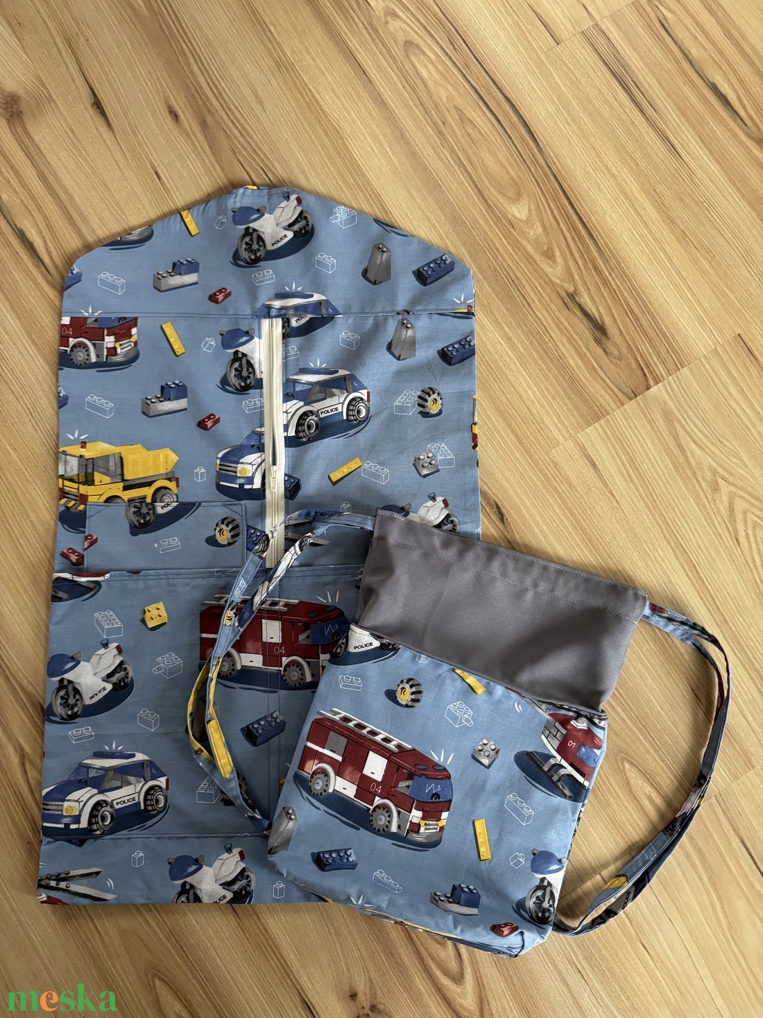 Rendőr-tűzoltó mintás ovis zsák és tornazsák szettben - játék & sport - ovis felszerelés - ovis szett - Meska.hu