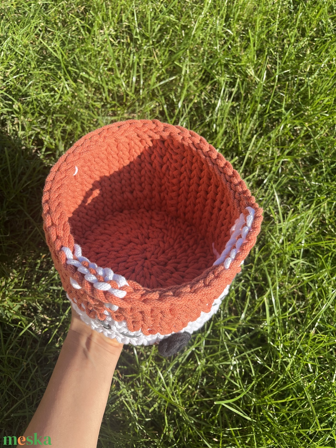 Horgolt róka kosár 18 cm  kosár  - otthon & életmód - tárolás & rendszerezés - tárolókosár - Meska.hu