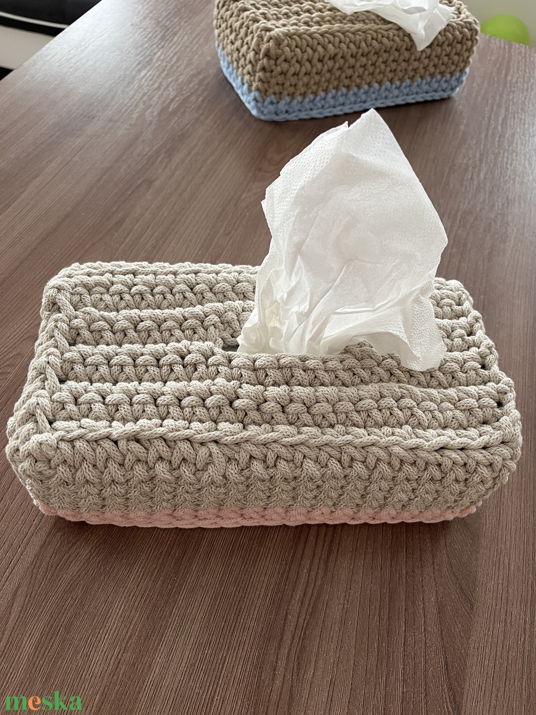 Horgolt zsepkendőtartó - otthon & életmód - tárolás & rendszerezés - tárolókosár - Meska.hu