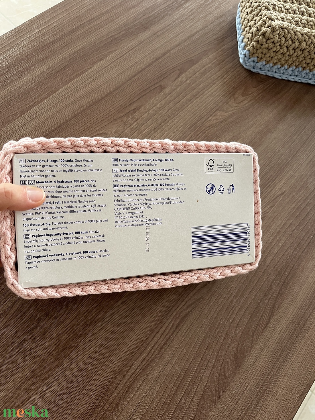 Horgolt zsepkendőtartó - otthon & életmód - tárolás & rendszerezés - tárolókosár - Meska.hu