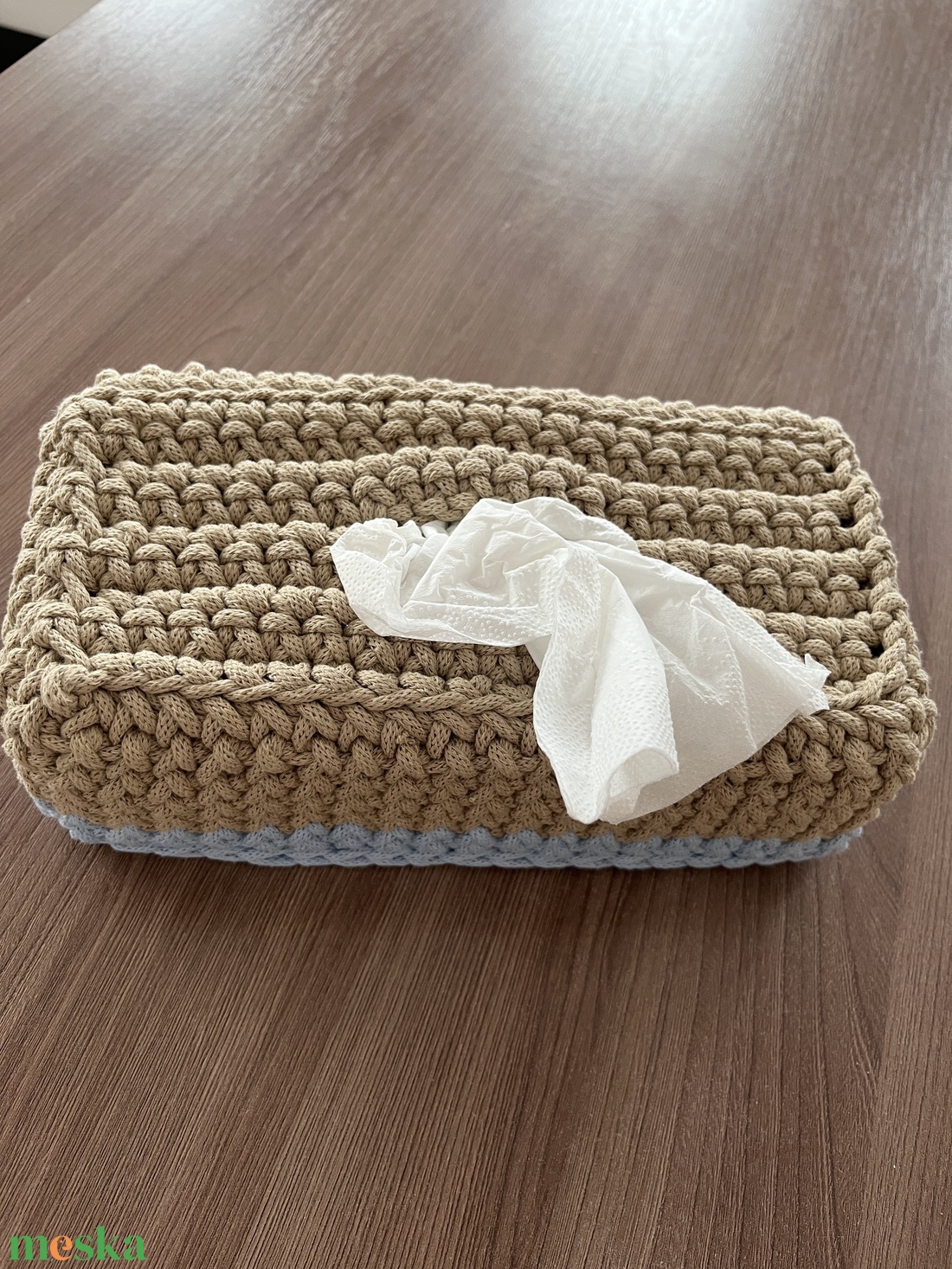 Horgolt zsepkendőtartó - otthon & életmód - tárolás & rendszerezés - tárolókosár - Meska.hu