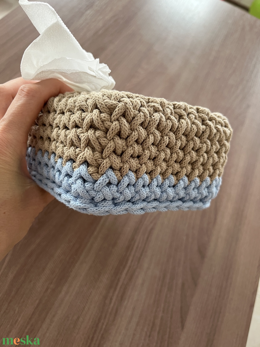 Horgolt zsepkendőtartó - otthon & életmód - tárolás & rendszerezés - tárolókosár - Meska.hu