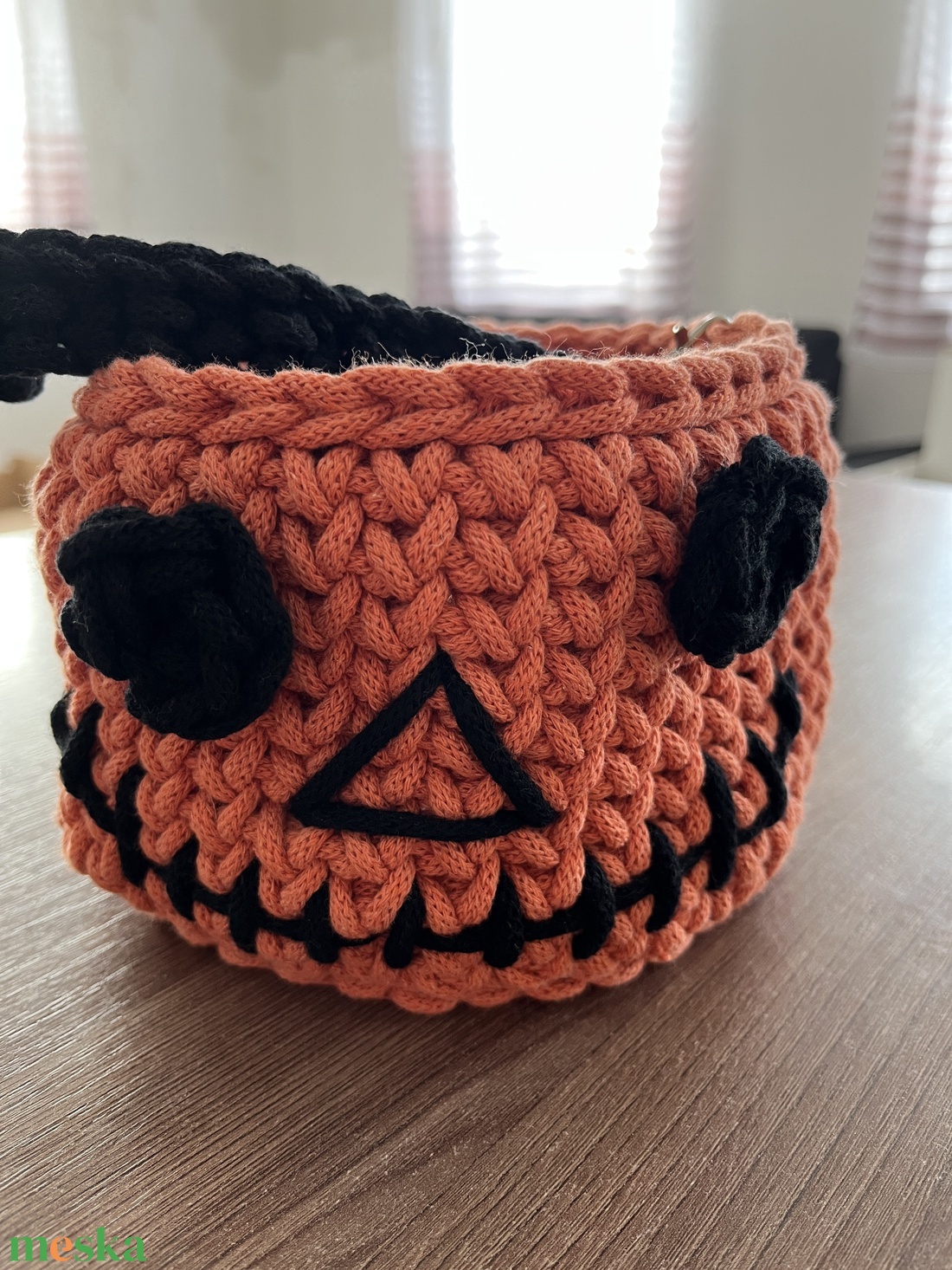 Horgolt faragott sütőtök kosár  - otthon & életmód - tárolás & rendszerezés - tárolókosár - Meska.hu
