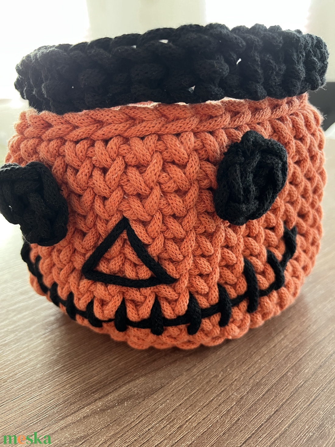 Horgolt faragott sütőtök kosár  - otthon & életmód - tárolás & rendszerezés - tárolókosár - Meska.hu