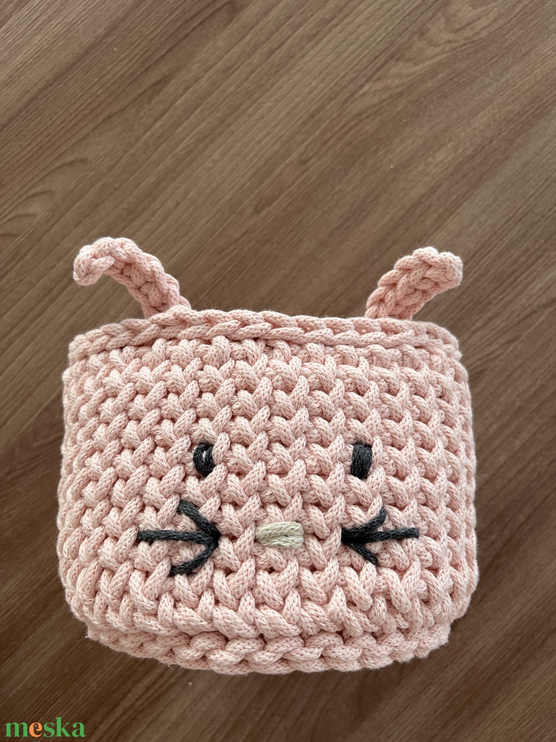 Horgolt nyuszi kosár  - otthon & életmód - tárolás & rendszerezés - tárolókosár - Meska.hu