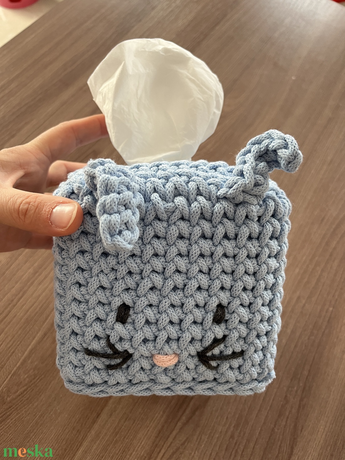 Horgolt nyuszis zsepkendőtartó - otthon & életmód - tárolás & rendszerezés - tárolókosár - Meska.hu