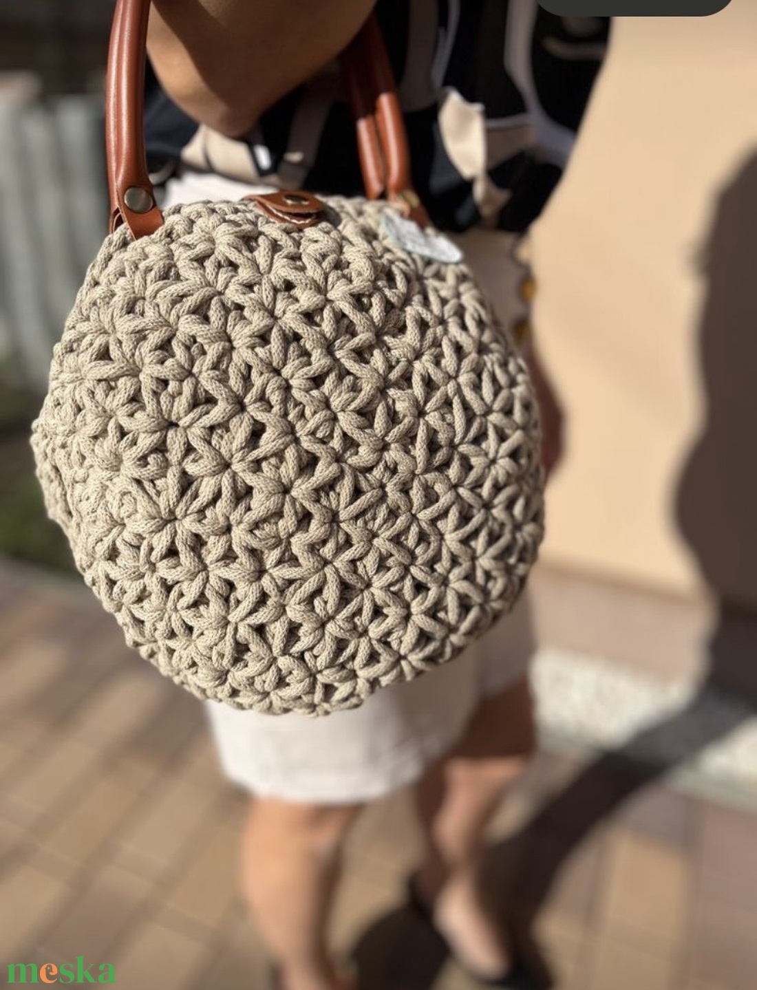 Jázmin mintás kör horgolt táska - táska & tok - kézitáska & válltáska - kézitáska - Meska.hu