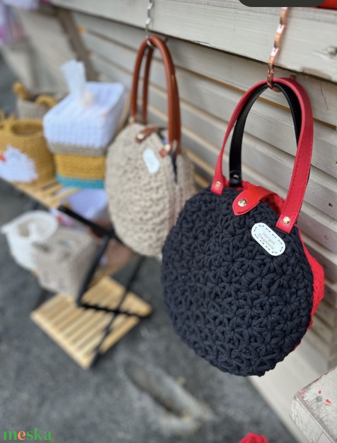 Jázmin mintás kör horgolt táska - táska & tok - kézitáska & válltáska - kézitáska - Meska.hu