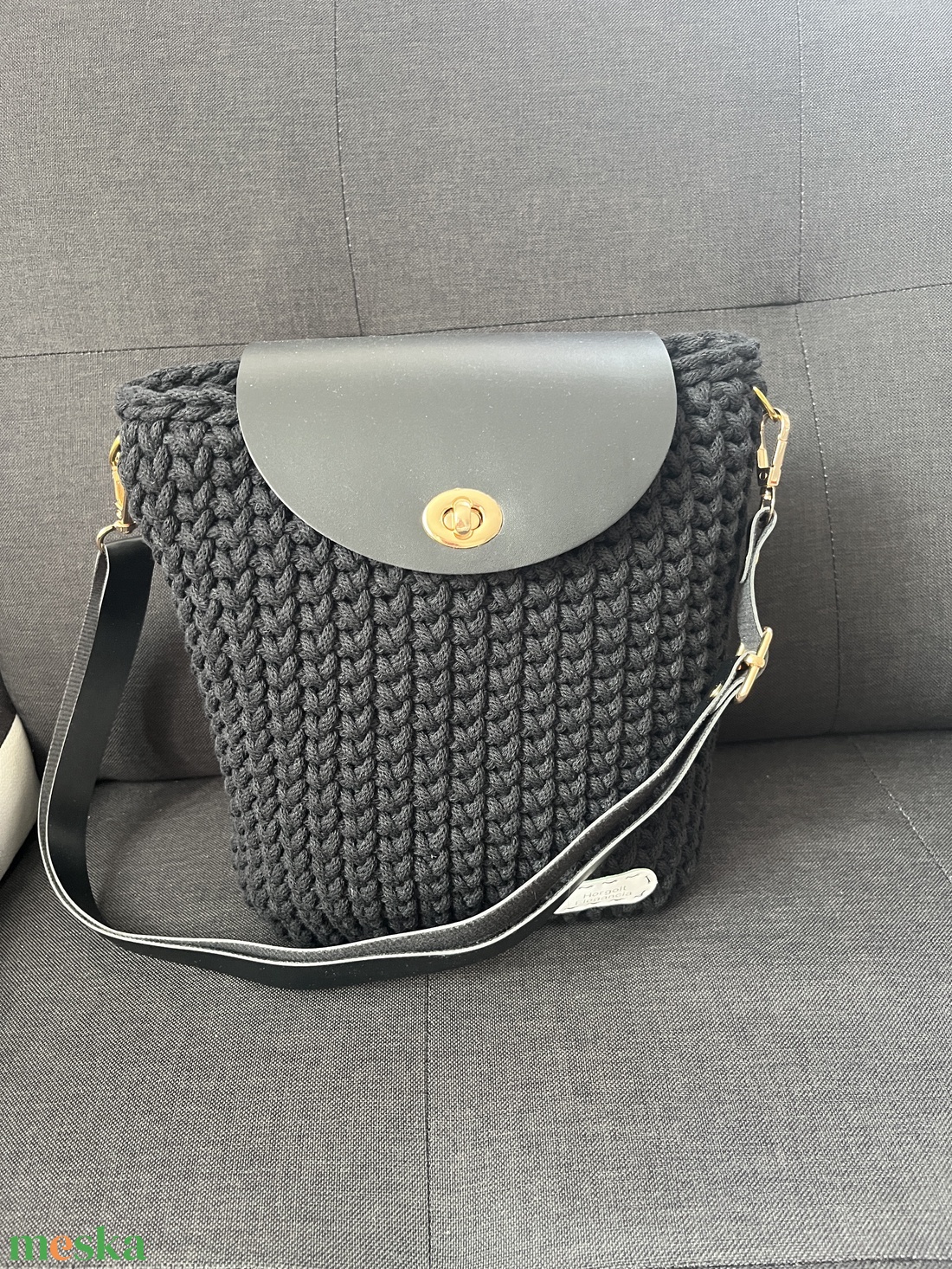 Fekete válltáska - táska & tok - kézitáska & válltáska - nagy pakolós táska - Meska.hu