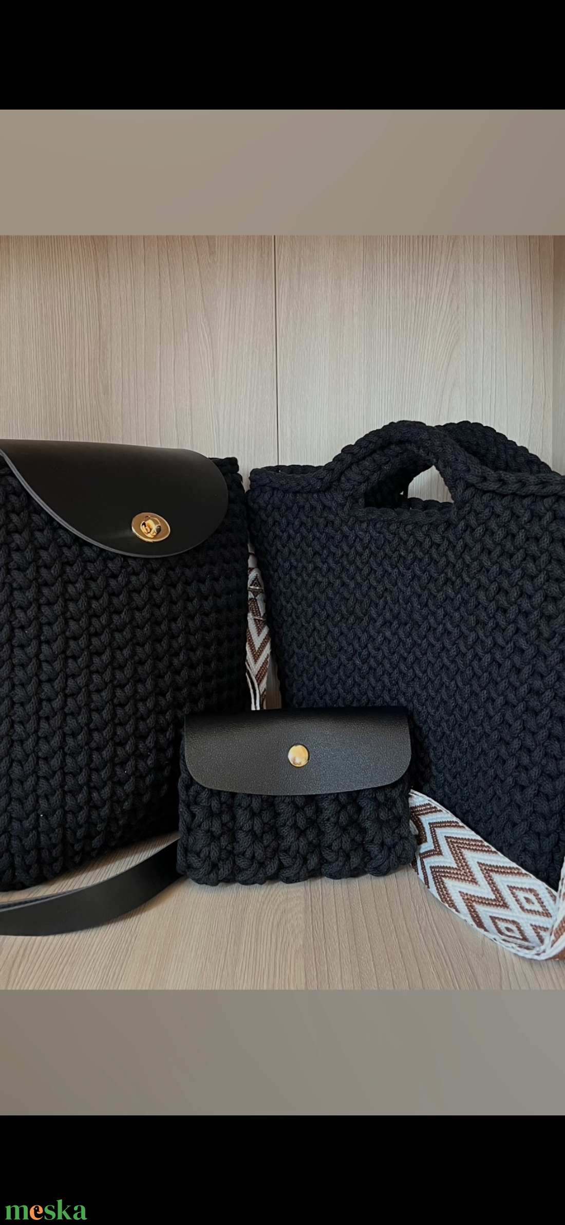 Fekete válltáska - táska & tok - kézitáska & válltáska - nagy pakolós táska - Meska.hu