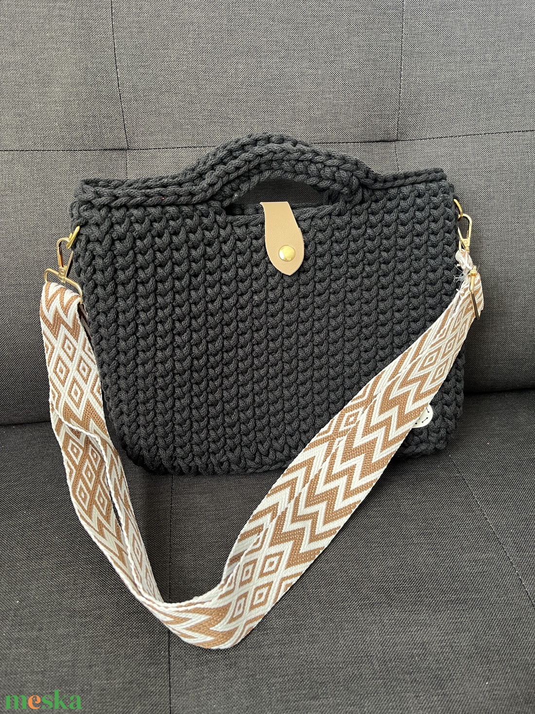 Fekete kézi- illetve válltáska - táska & tok - kézitáska & válltáska - nagy pakolós táska - Meska.hu