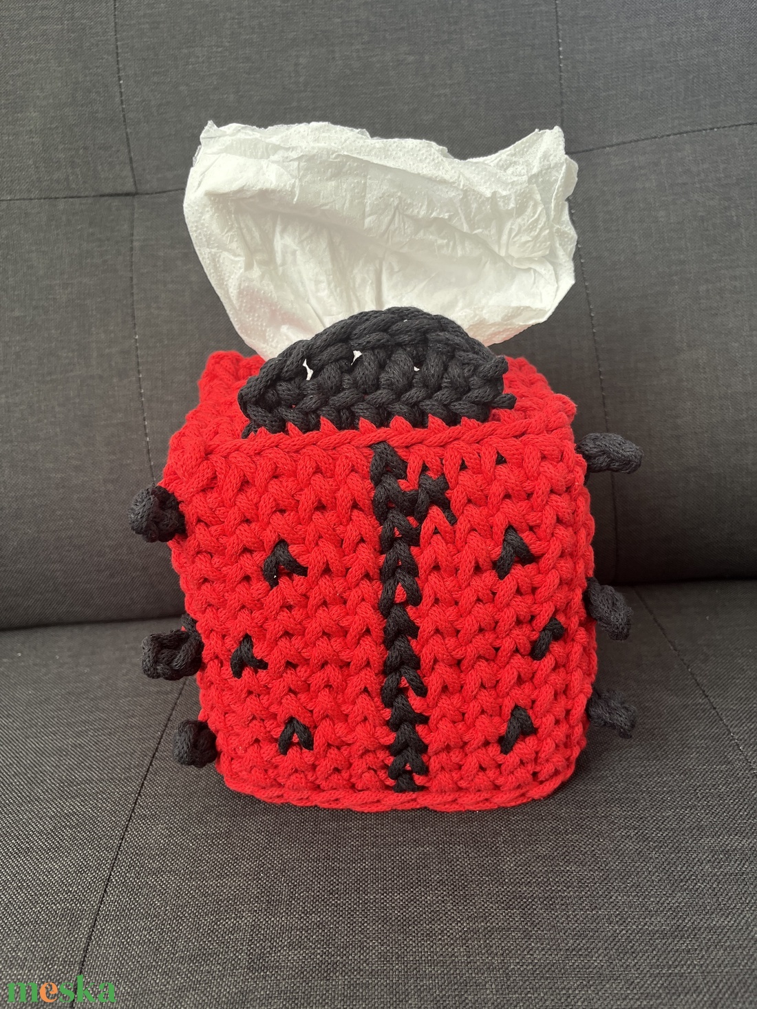 Horgolt katicás zsepkendőtartó - otthon & életmód - tárolás & rendszerezés - tárolókosár - Meska.hu