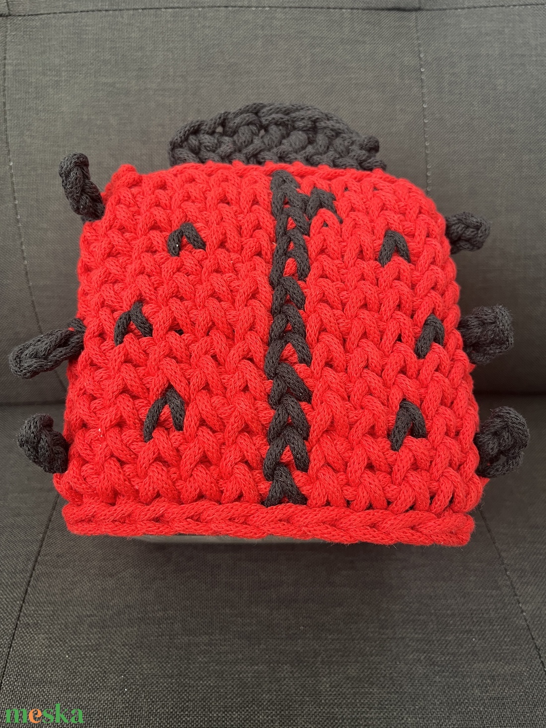 Horgolt katicás zsepkendőtartó - otthon & életmód - tárolás & rendszerezés - tárolókosár - Meska.hu