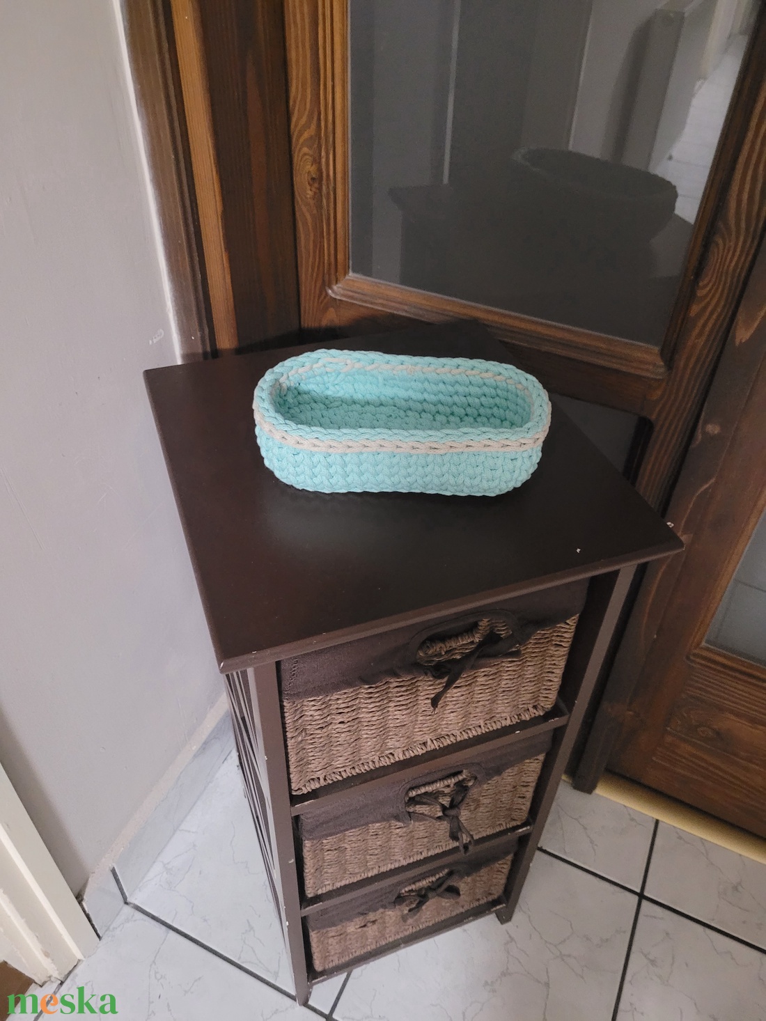 HorgoltKosarak-menta - otthon & életmód - dekoráció - asztal és polc dekoráció - horgolt & csipketerítő - Meska.hu