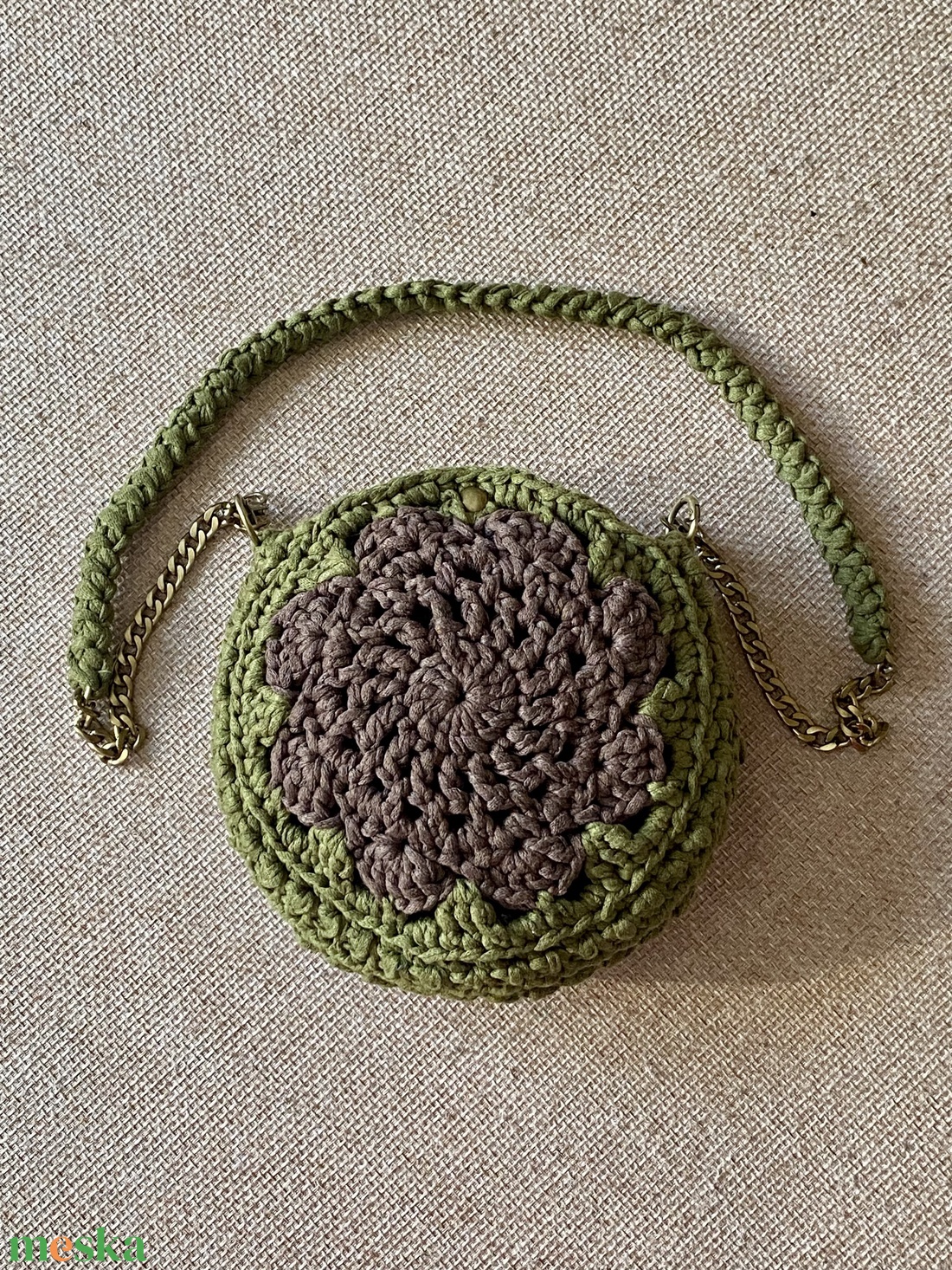 Horgolt napraforgós táska - táska & tok - kézitáska & válltáska - válltáska - Meska.hu