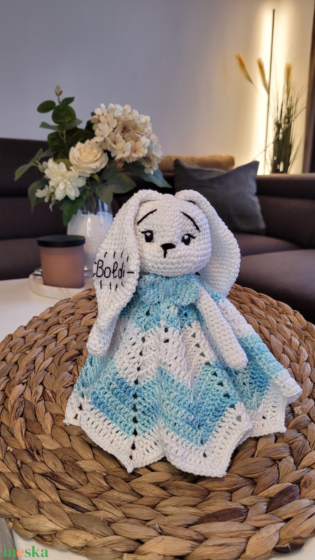 Horgolt szundikendő - baba - mama - baba játékok - rágóka - Meska.hu