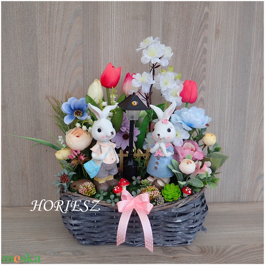 Tavaszi nyuszis asztaldísz - otthon & életmód - dekoráció - asztal és polc dekoráció - asztaldísz - Meska.hu