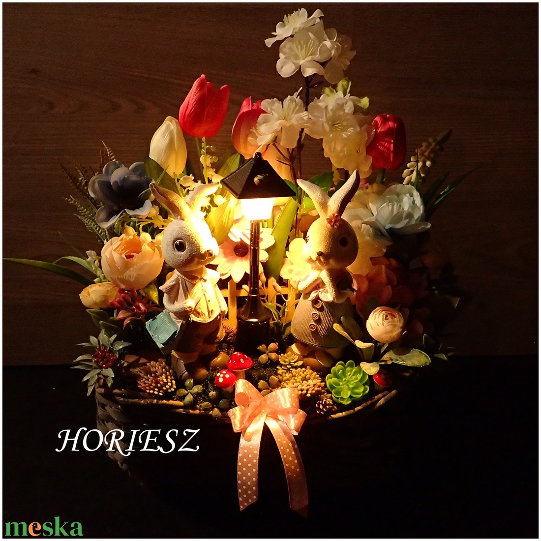 Tavaszi nyuszis asztaldísz - otthon & életmód - dekoráció - asztal és polc dekoráció - asztaldísz - Meska.hu