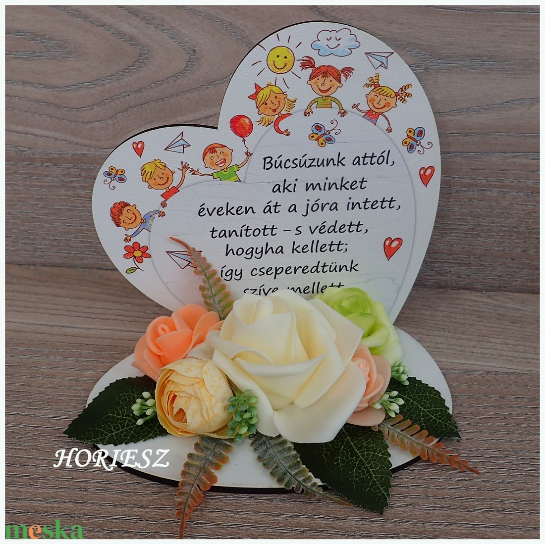 Talpas szív Óvónéninek - otthon & életmód - dekoráció - asztal és polc dekoráció - asztaldísz - Meska.hu