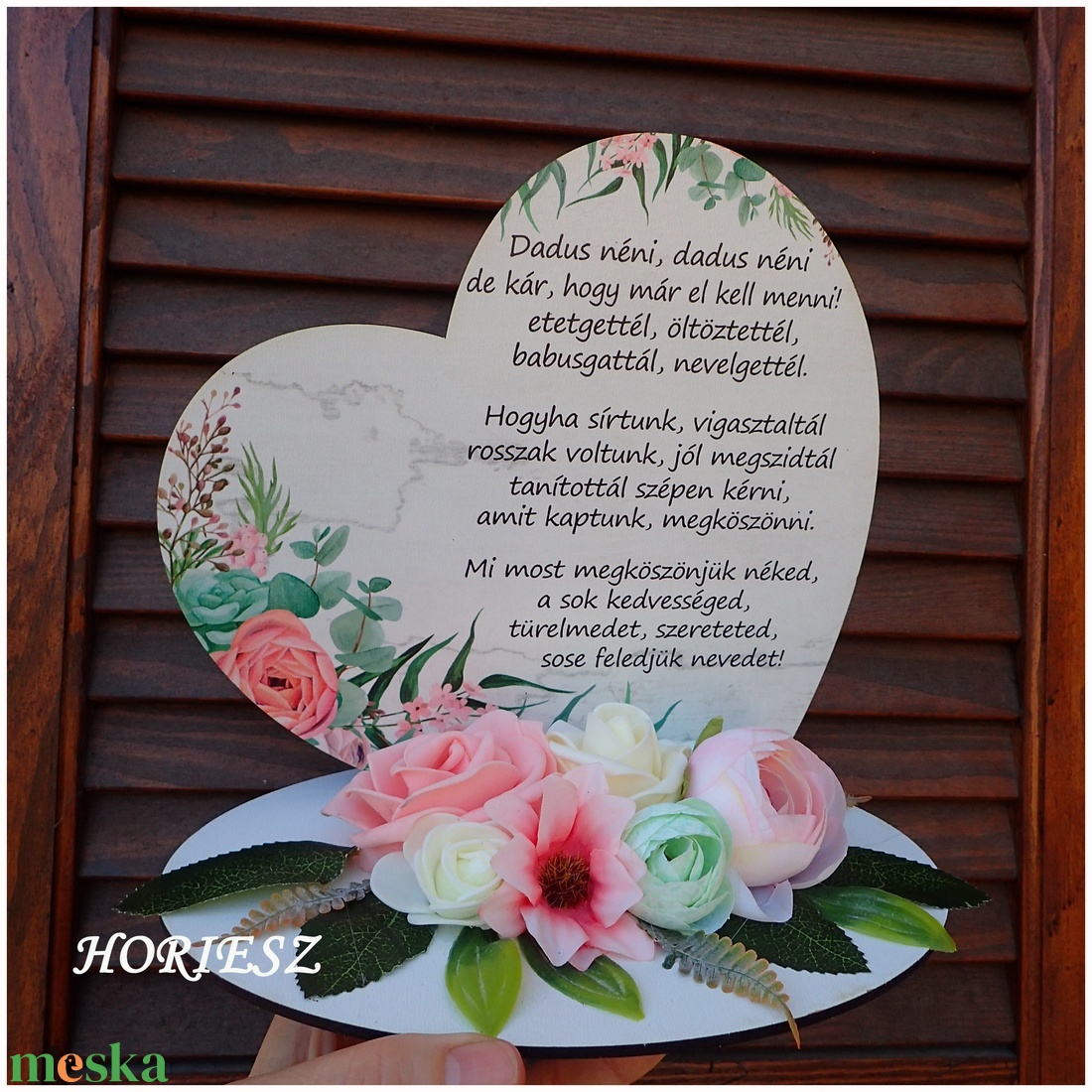 Talpas szív óvodába Dadusnak - otthon & életmód - dekoráció - asztal és polc dekoráció - asztaldísz - Meska.hu