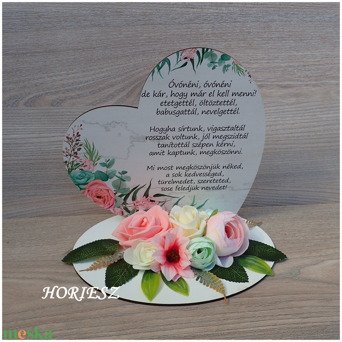 Talpas szív Óvónéninek köszönetül - otthon & életmód - dekoráció - asztal és polc dekoráció - asztaldísz - Meska.hu