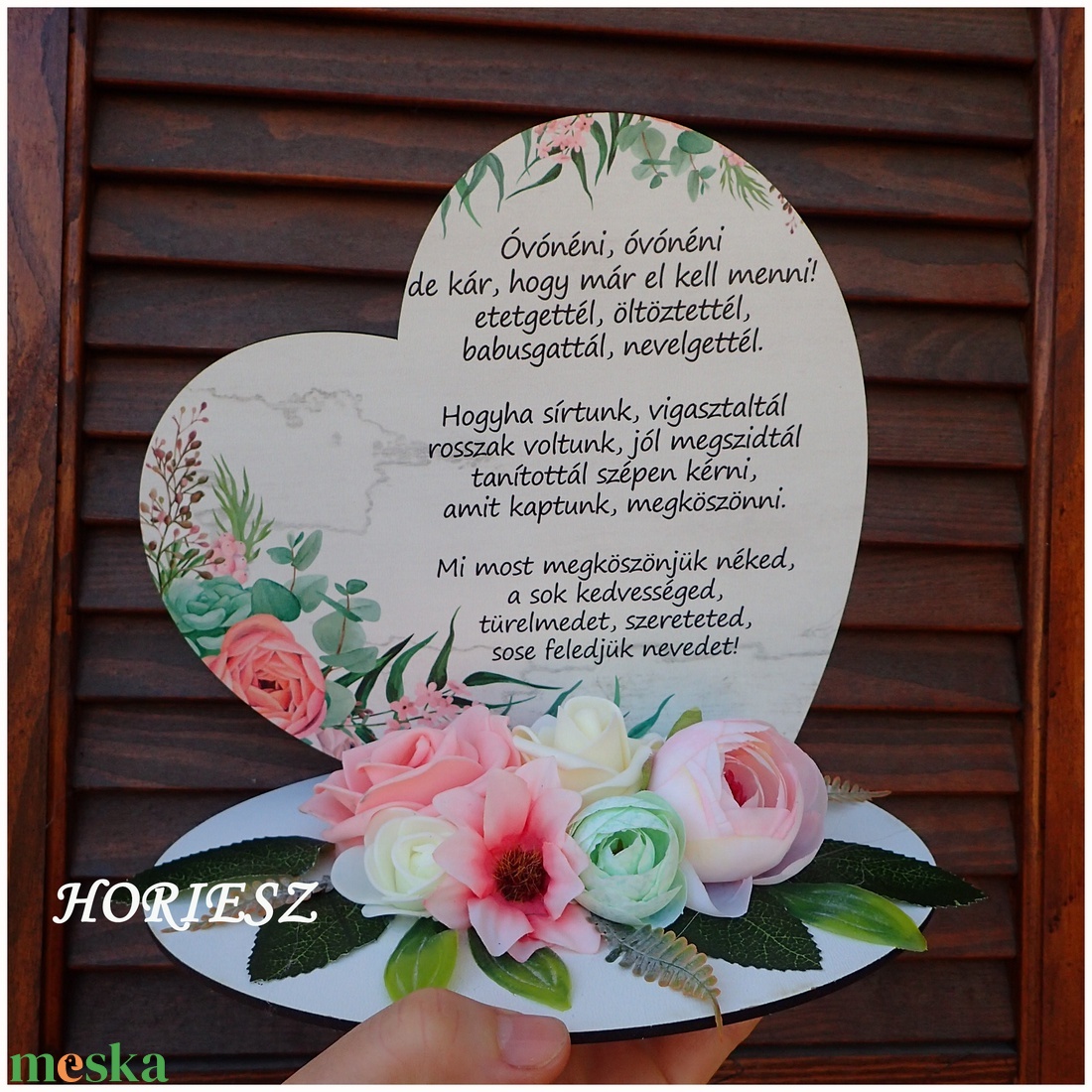 Talpas szív Óvónéninek köszönetül - otthon & életmód - dekoráció - asztal és polc dekoráció - asztaldísz - Meska.hu