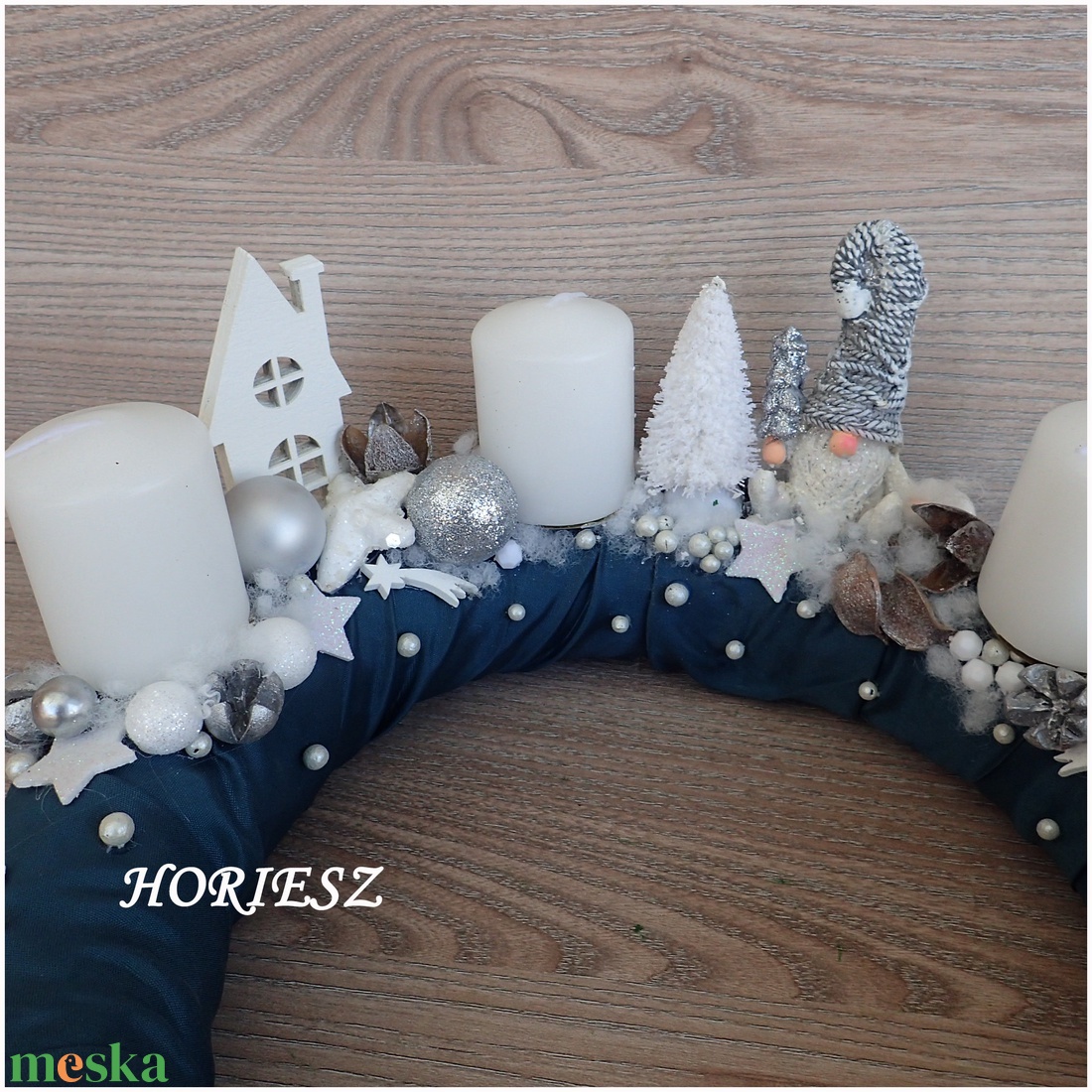 Manós ezüst-fehér adventi dísz - karácsony - adventi díszek - adventi gyertyadíszek és koszorúdíszek - Meska.hu