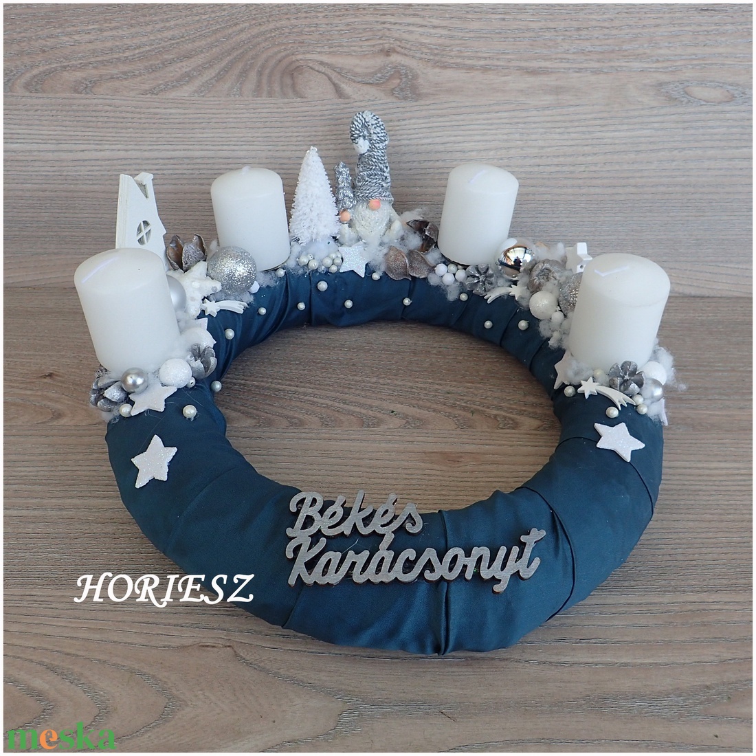 Manós ezüst-fehér adventi dísz - karácsony - adventi díszek - adventi gyertyadíszek és koszorúdíszek - Meska.hu