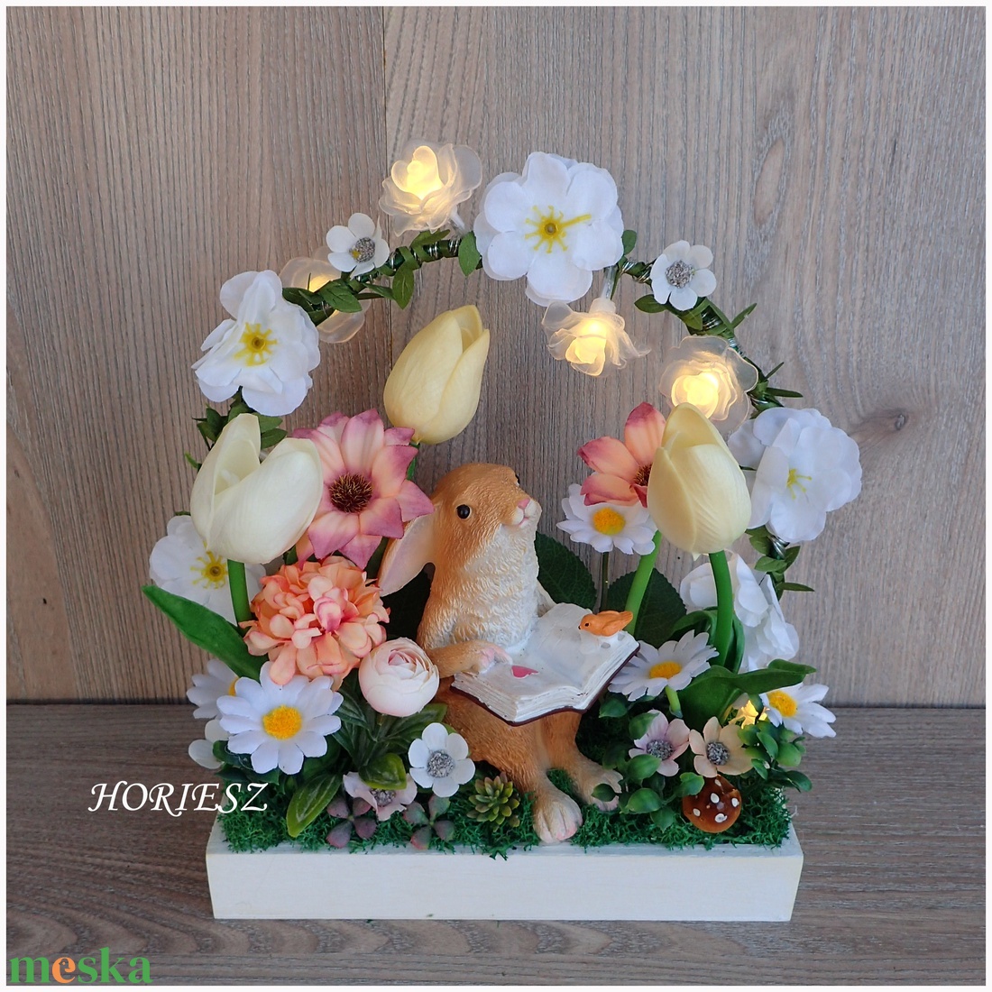 Tavaszi, húsvéti asztaldísz ledes - otthon & életmód - dekoráció - asztal és polc dekoráció - asztaldísz - Meska.hu