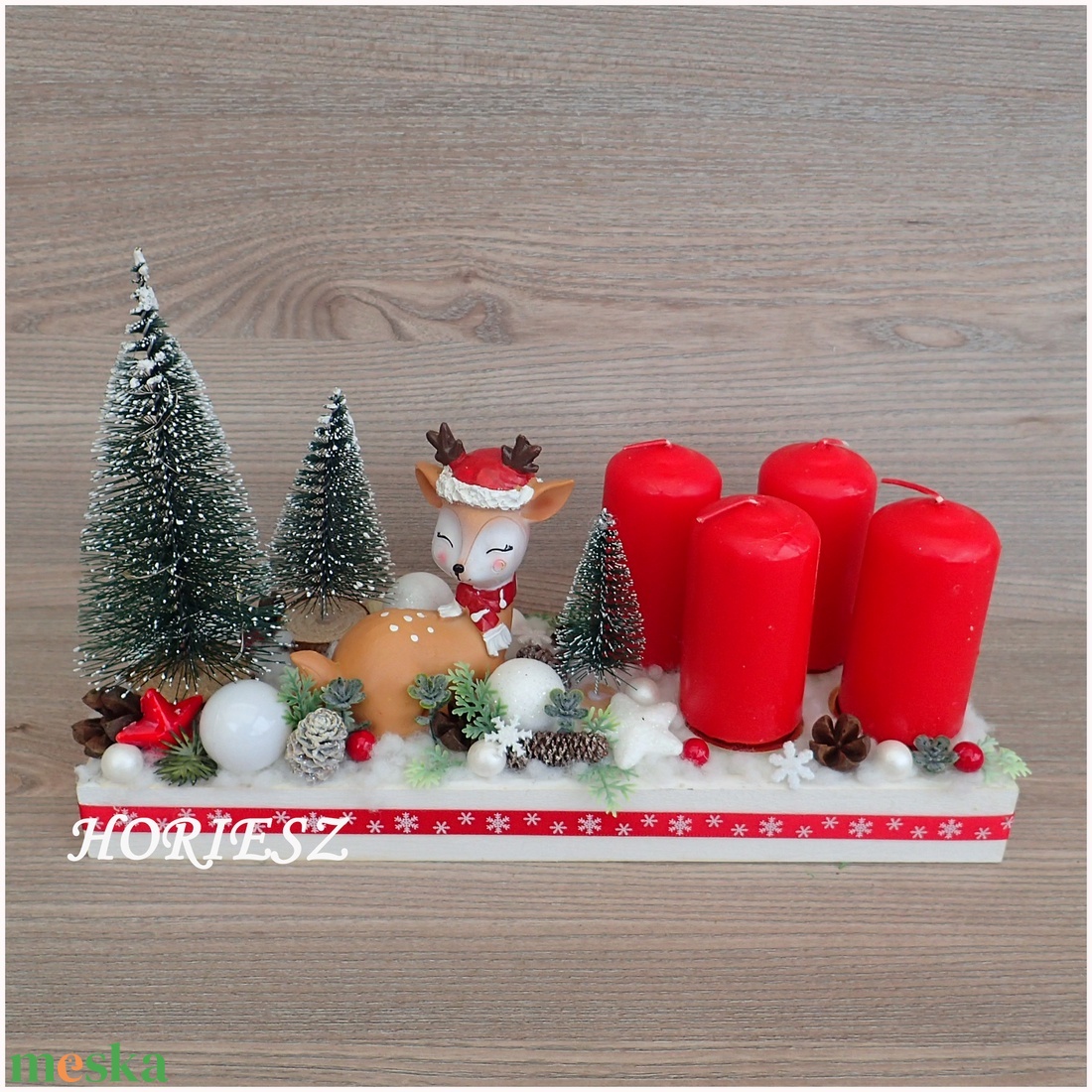 Őzikés adventi dísz hosszúkás - karácsony - adventi díszek - adventi asztaldísz - Meska.hu