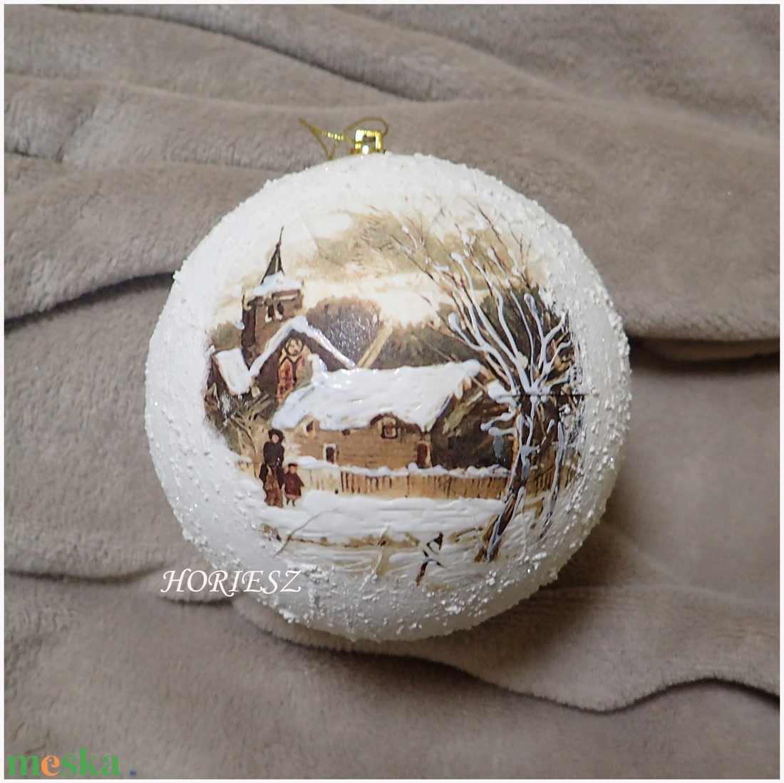 Téli tájas gömb - karácsony - karácsonyi lakásdekoráció - karácsonyfadíszek - Meska.hu