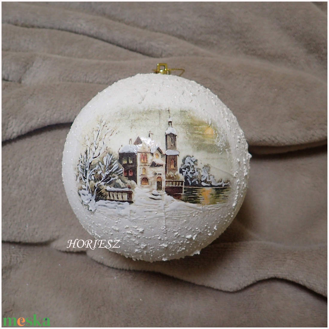 Téli tájas gömb - karácsony - karácsonyi lakásdekoráció - karácsonyfadíszek - Meska.hu