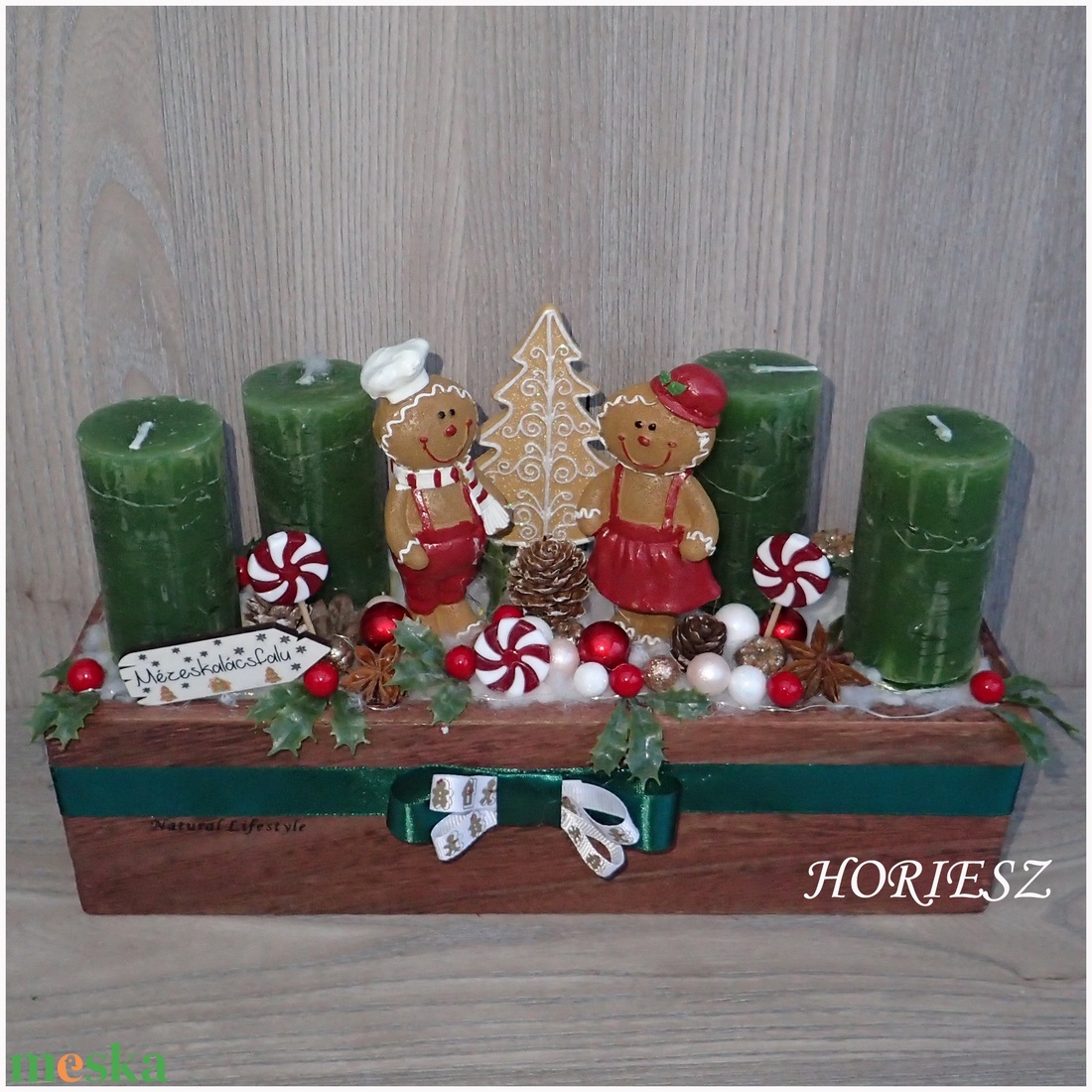 Adventi dísz mézis LEDES - karácsony - adventi díszek - adventi asztaldísz - Meska.hu