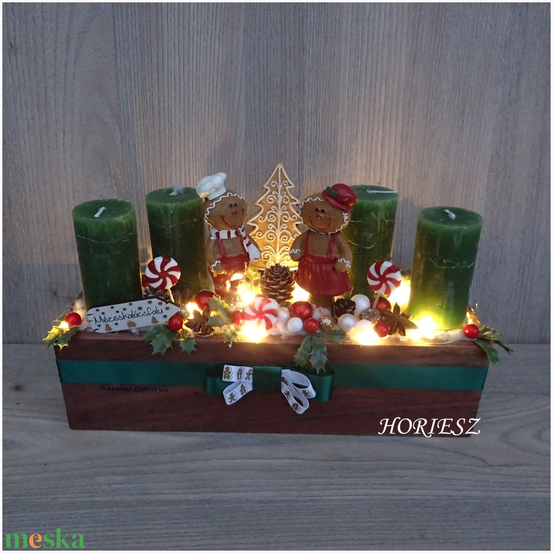 Adventi dísz mézis LEDES - karácsony - adventi díszek - adventi asztaldísz - Meska.hu