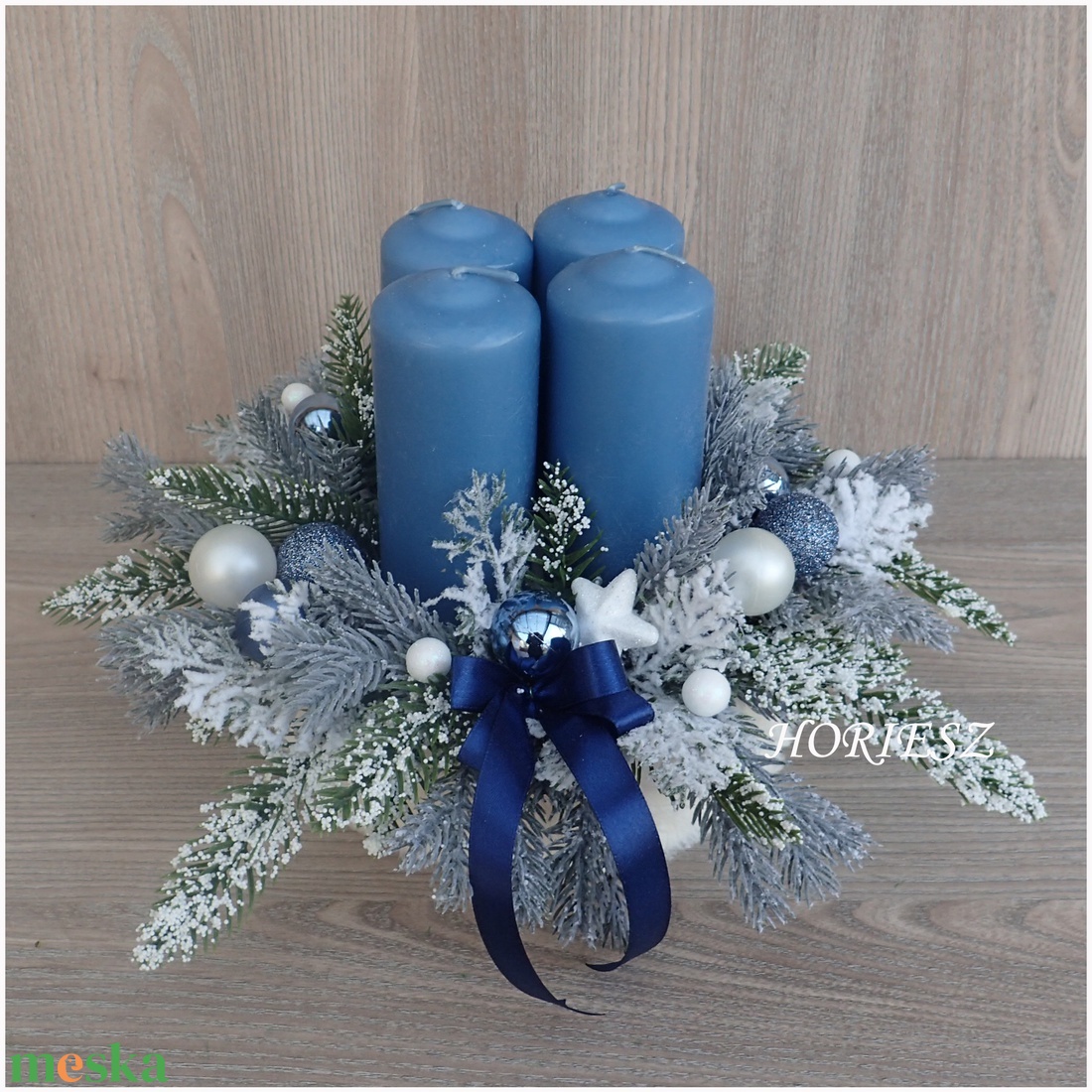 Kék adventi asztaldísz - karácsony - adventi díszek - adventi asztaldísz - Meska.hu