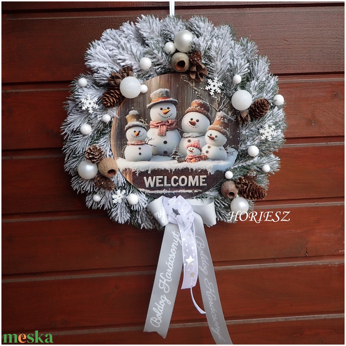 Hóemberkék ajtódísz, koszorú - otthon & életmód - dekoráció - virágdísz és tartó - koszorú - Meska.hu