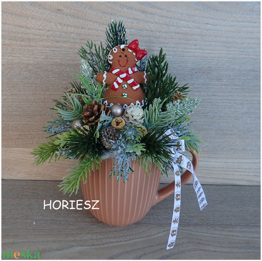 Karácsonyi mézis bögrés asztaldísz - karácsony - adventi díszek - adventi asztaldísz - Meska.hu